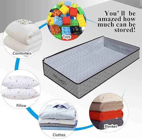 Miniatura 5 de Homelove Bolsas de almacenamiento para debajo de la cama, paquete de 2 contenedores de almacenamiento de tela debajo de la cama con asas reforzadas