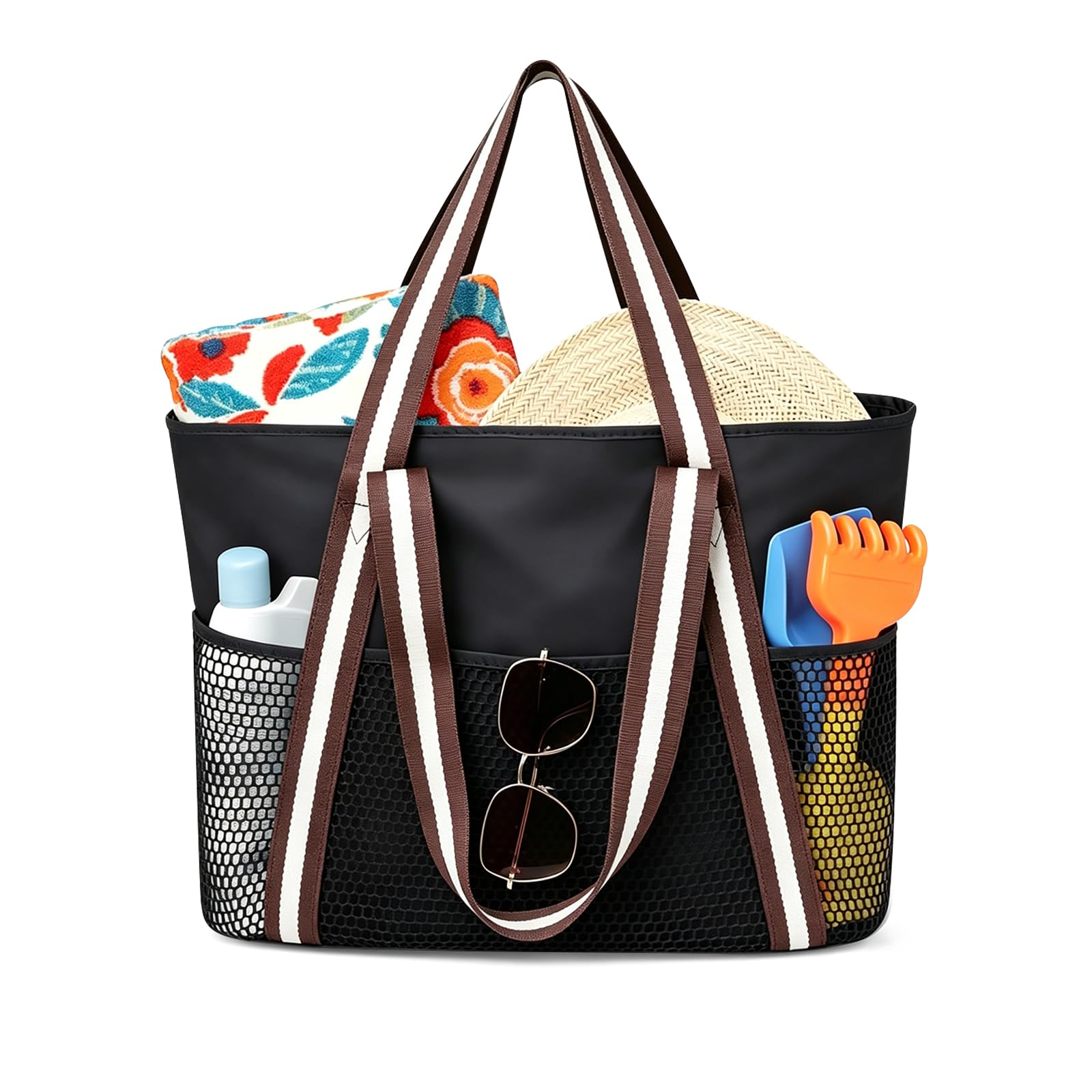 Bolsa de playa para mujer, bolsa de playa con cremallera, bolsa de playa grande XXL, bolsa de transporte para familia, bolsa impermeable para piscina, bolsa de playa plegable