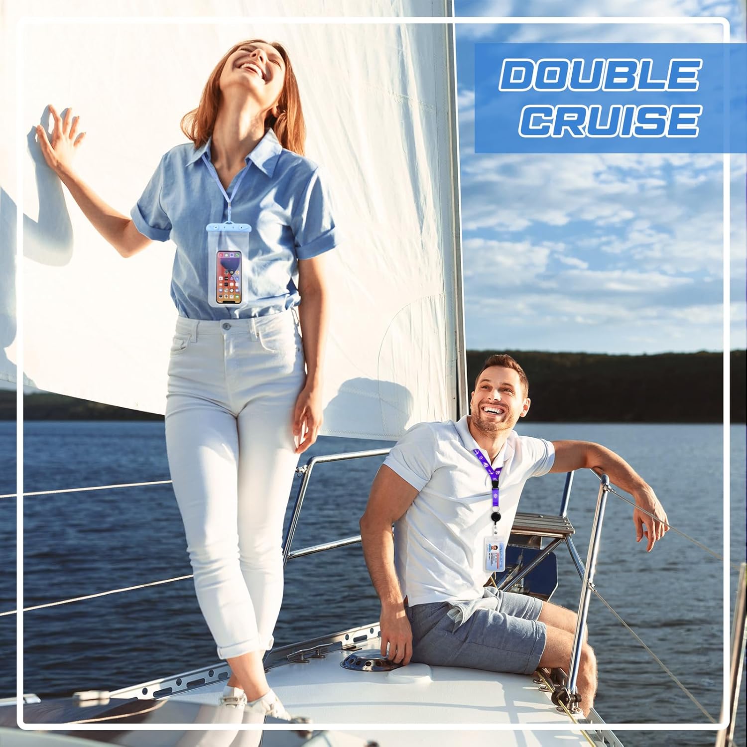 Watersay 17 Pcs Carnival Cruise Essentials with Power Strip Luggage Tags Magnetic Hook Lanyards Phone Bags and Reusable Straw