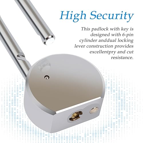 Miniatura 3 de BEVISKkki Paquete de 4 cerraduras resistentes, candado de alta seguridad, candados con igual llave, candado de grillete largo con 12 llaves para