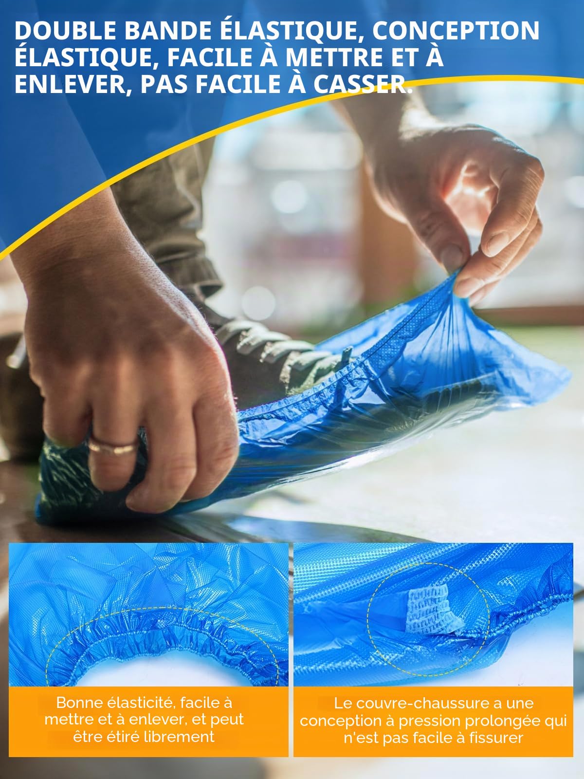 Surchaussures Jetables Plastique: TOOSOFt Lot de 300 Sur Chaussure Jetable bleus CPE(150 paires) - Couvre Chaussure Impermeable Piscine - Protège-Chaussures Antidérapant Durable.