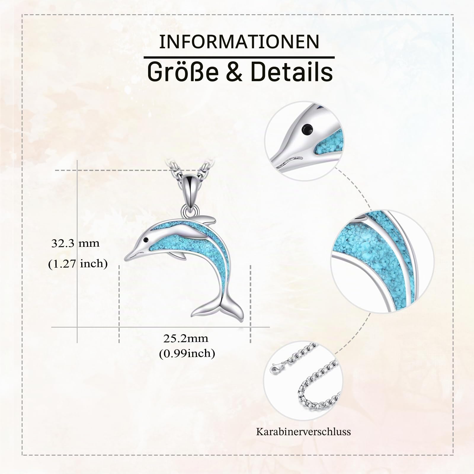 Delfin kette Halskette 925 Sterlingsilber Delfin Türkis Ozeantier Anhänger Halskette Strand Valentinstag Schmuck für Damen Herren