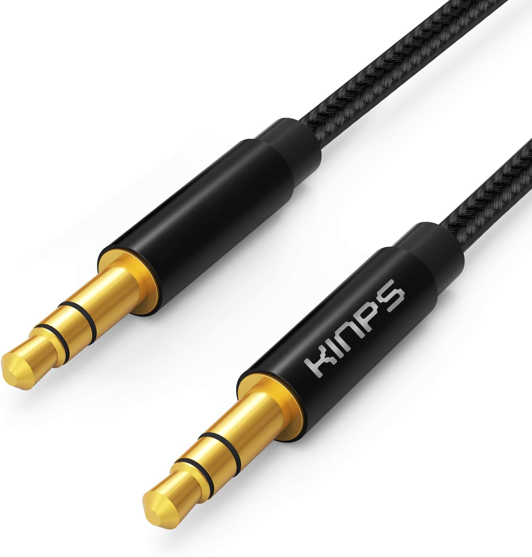 KINPS Audio Auxiliary Stereo Audio Cable 3.5mm Stereo Jack Male to Male, Stereo Jack Cord for Phones, Headphones, Speakers, Tablets, PCs, MP3 Players and More (4FT/1.2M, Black)