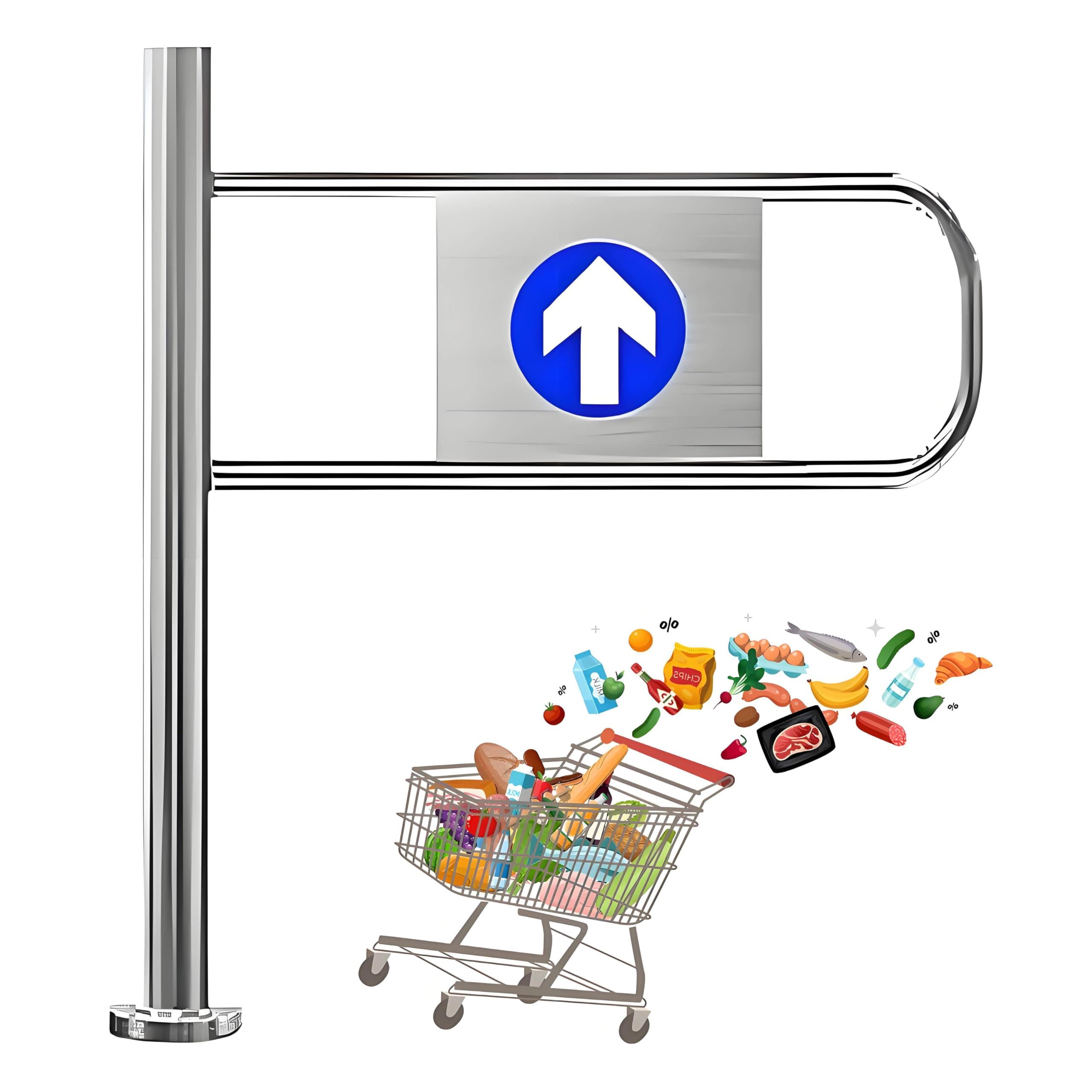 Cancello a Battente con Chiusura Automatica - Barriera di Sicurezza a Molla in Acciaio Inox per supermercati e biblioteche - Controllo del Traffico a Senso Unico - 90x100 cm, Insta