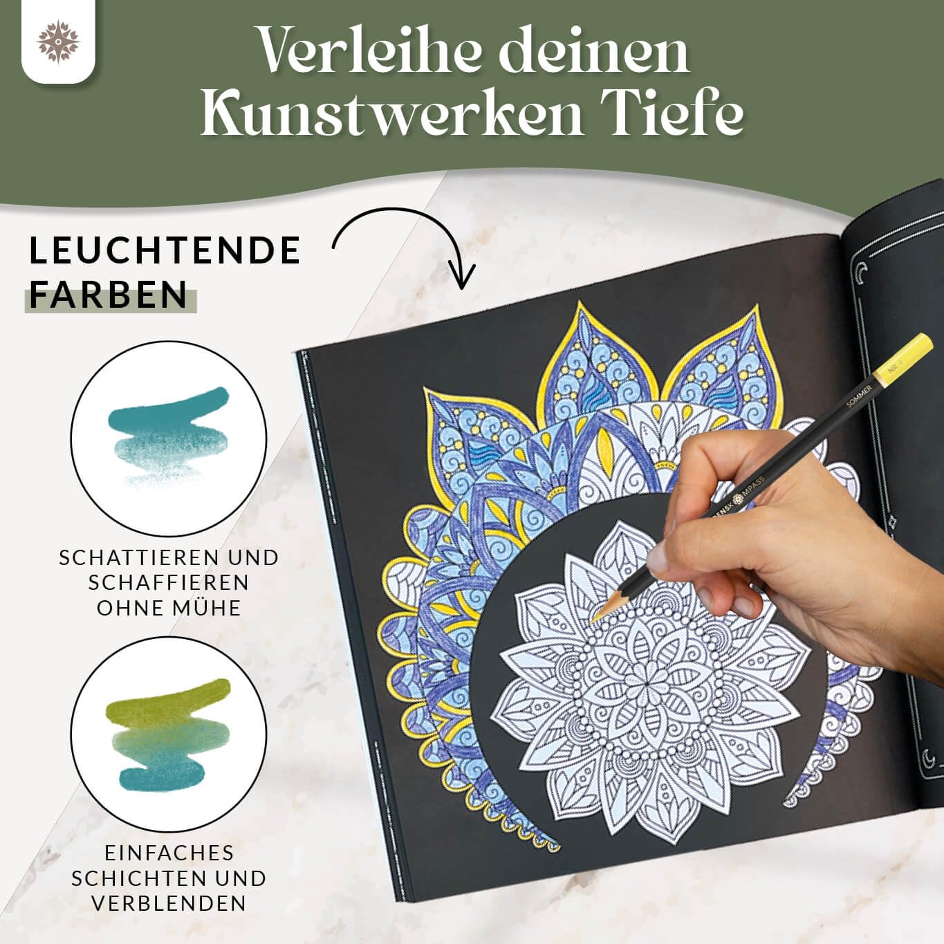 LEBENSKOMPASS® Buntstifte Set – Buntstifte für Erwachsene (48 Malstifte) – Hochwertige Holzstifte für Malbuch, Mandalas & Kunstprojekte – Nachhaltige Farbstifte mit intensiven Farben