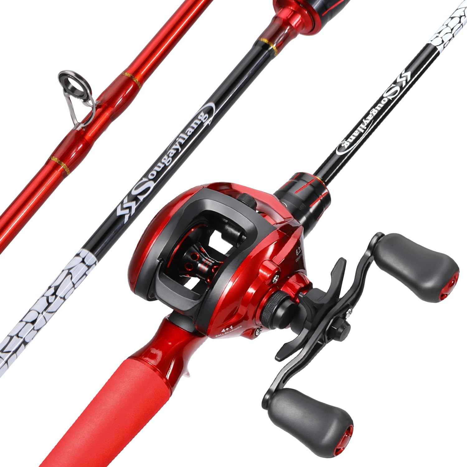Sougayilang Baitcasting&Spinning Fishing Rod and Reel Combos,Two Pieces Light Weight Pole with High Speed Smooth Powerful Reel Avaliable for Freshwater Saltwater