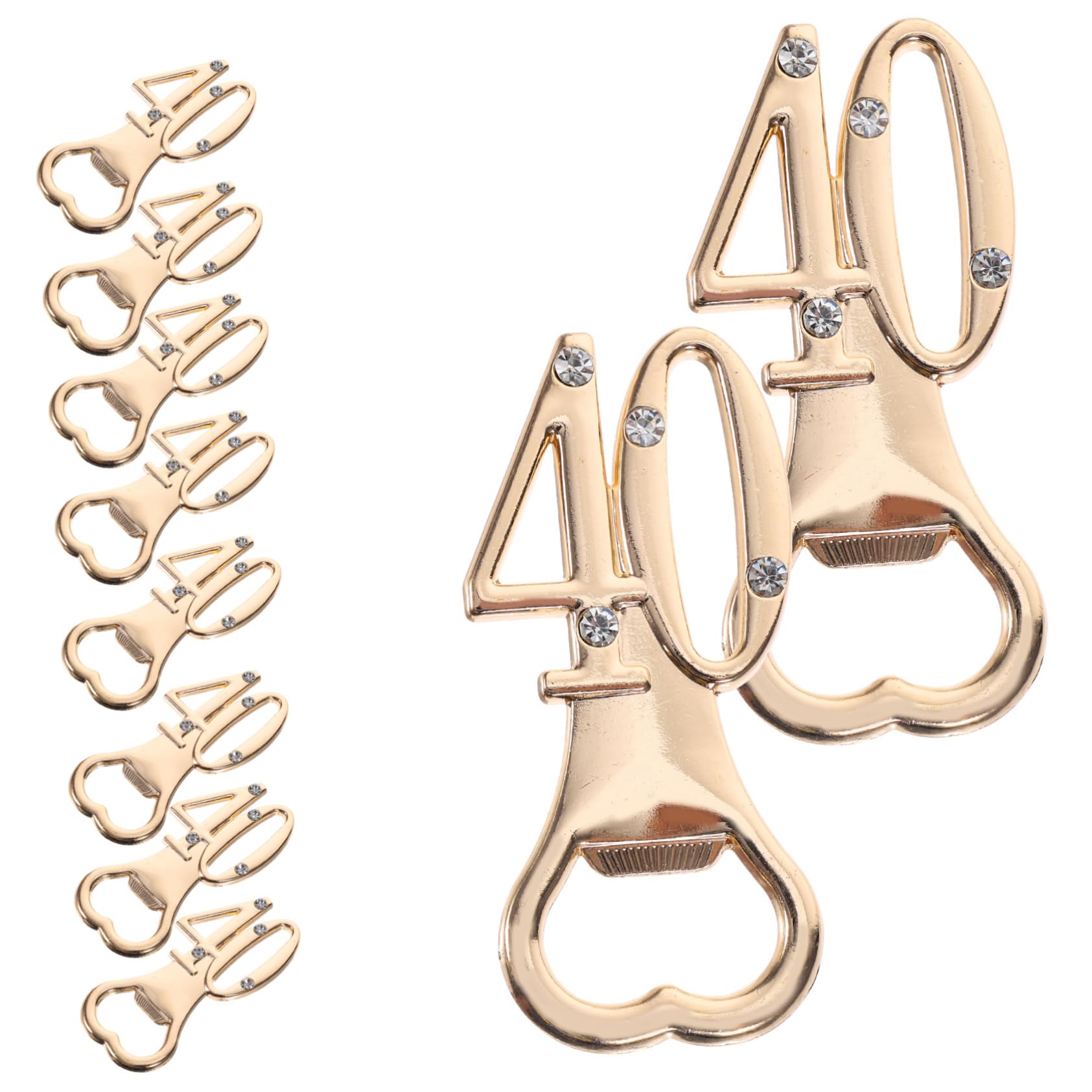 Ciieeo Abridor De Botellas De Cumpleaños Cromo Sénior Tema Aluminio Multifunción Llave Abrebotellas Divertido Abrebotellas Hebilla Abrel De Botella Portátil Pedrería 10 Piezas*4