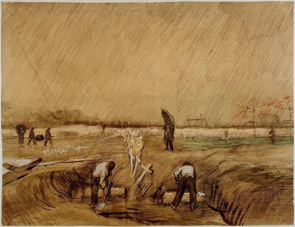 Image Sur Toile Van Gogh ressentez la poésie de la pluie en tableau 60x90cm