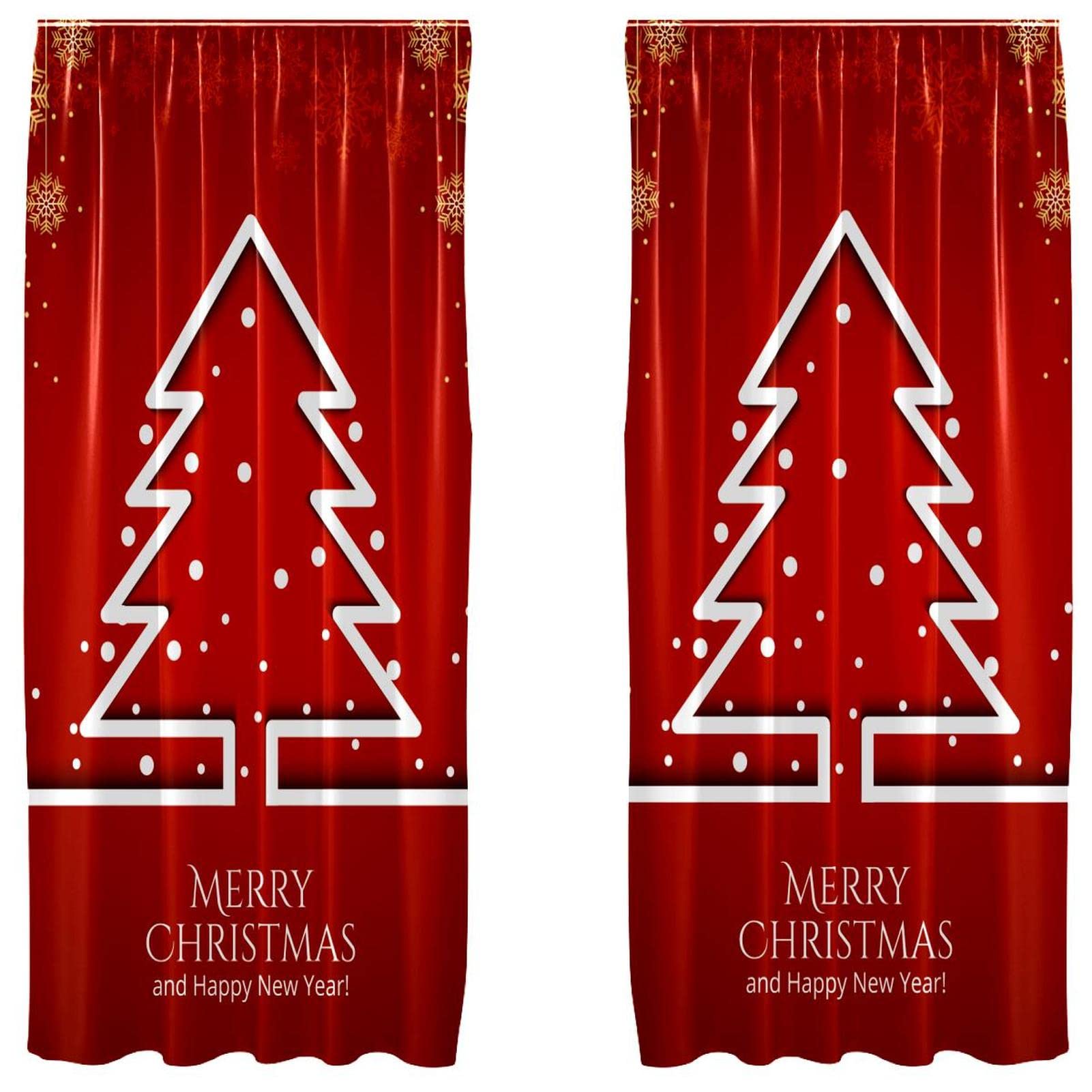 Árbol de Navidad rojo en juego de 2 paneles de 55x84 pulgadas para decoración de dormitorio y salón