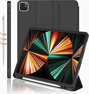SAMTUNK Capa para Apple iPad Pro 12.9” (6ª Geração/5ª Geração/4ª Geração/3ª Geração) Estojo com Slot para Caneta [Suporta Segundo Carregamento/Emparelhamento de Lápis iPad],Capa com função de suporte (Preto)