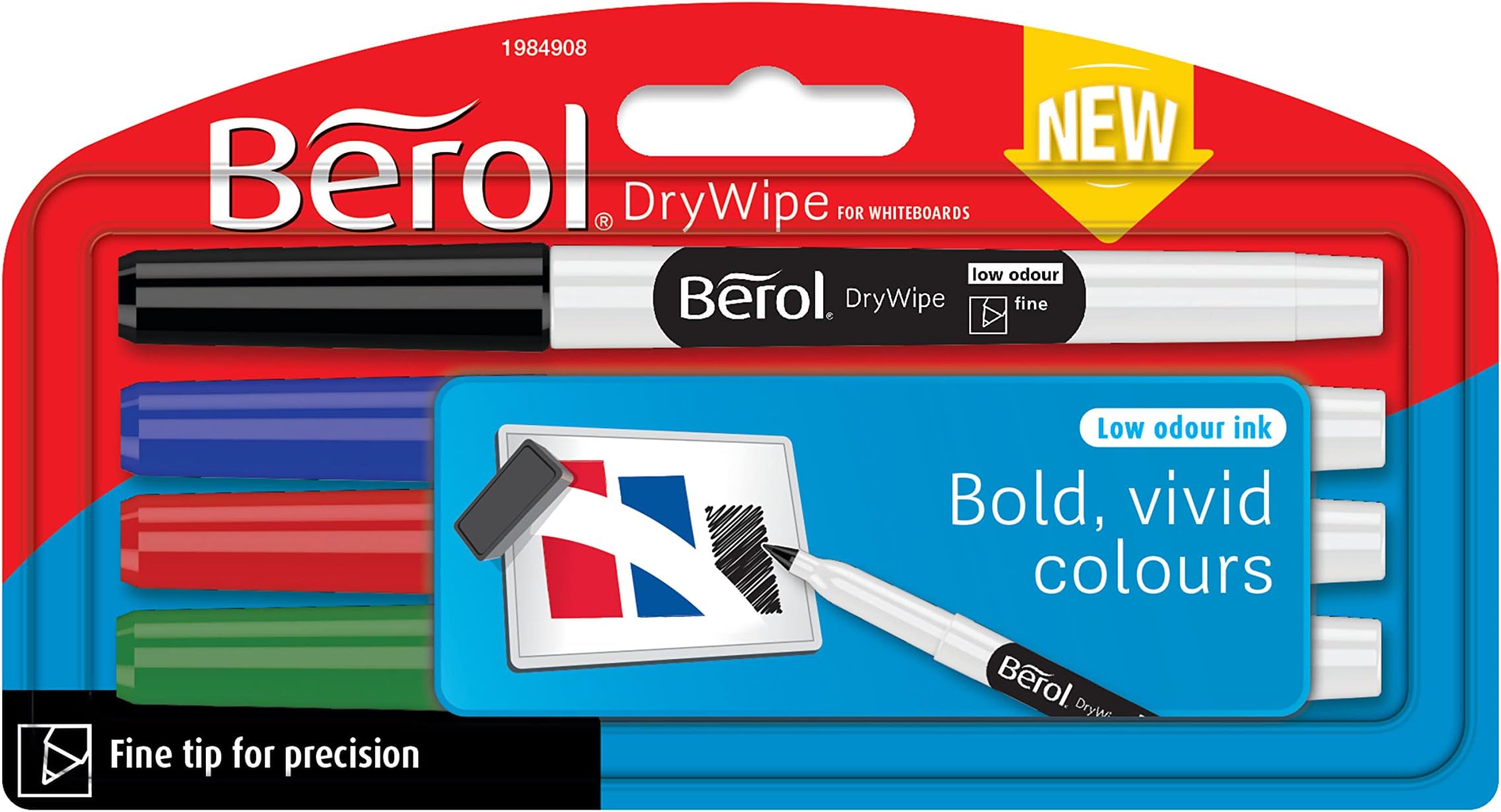 Berol Dry Wipe Whiteboard Marker Pens Fine Tip Black LowOdour Ink