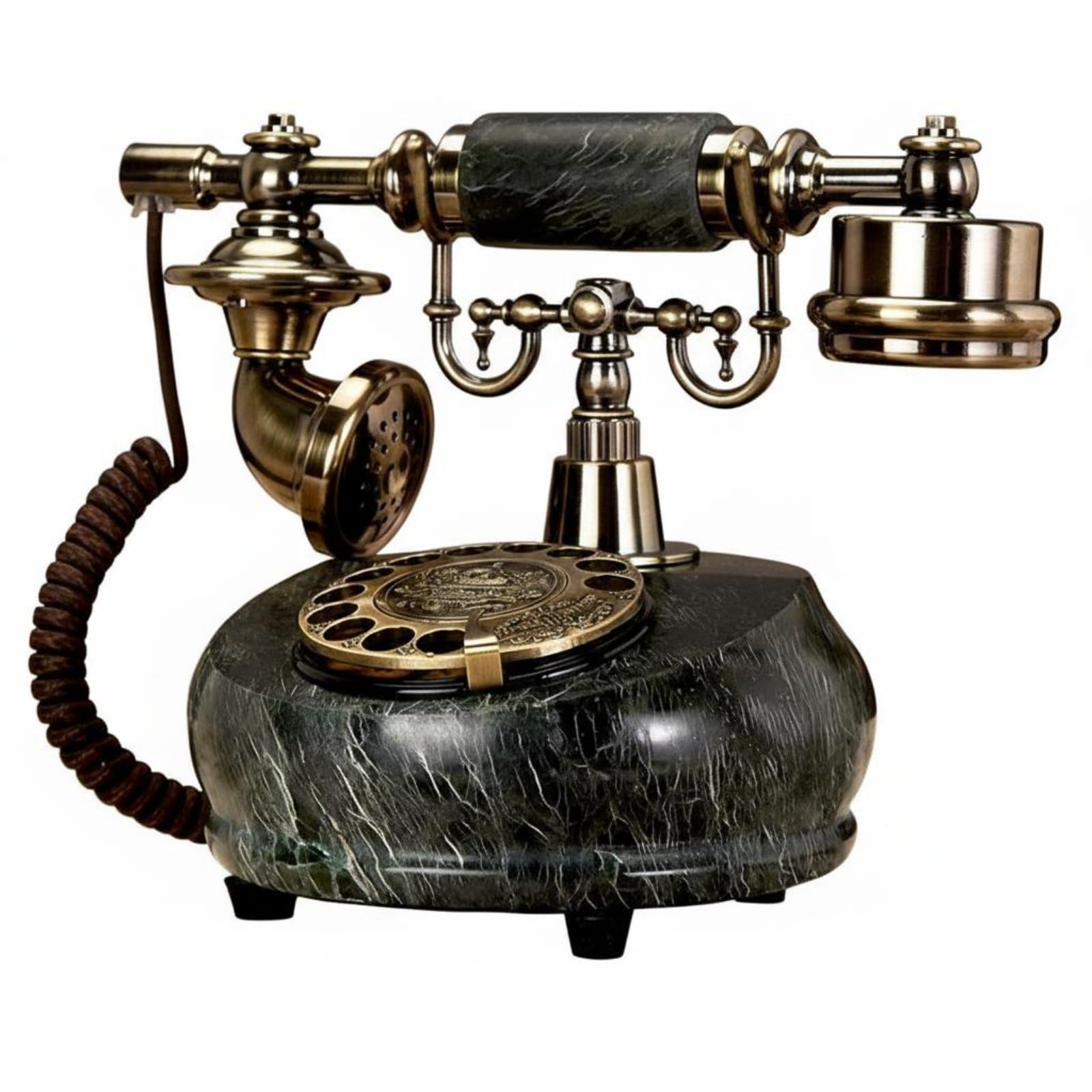 Card-Inserting Jade-Tone Wireless Phone Decorative Piece Ornate Vintage Handset Phone Retro Tabletop Telephone, Black, Card Rotary Jade-image-13