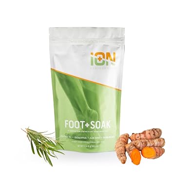 iON Sport Foot Soak for Athletes Rapid Relief for Sore, Tired Feet & Odor Tea Tree, Magnesium, Turmeric Post-Workout Recovery
