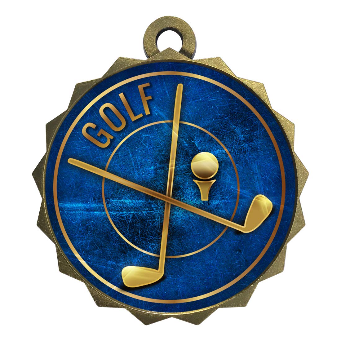 Express Medals Custom Golf Gold Medal Trophy Award with Neck Ribbon & Attached Engraved Plate on Back LAZD214-EG30 1PK