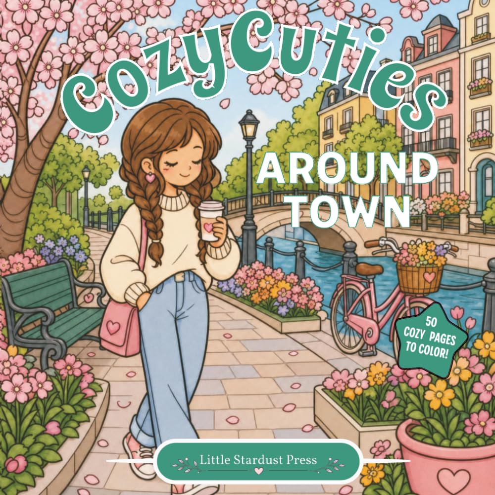 Cozy Cuties: Around Town: A Cozy Coloring Book of Everyday Adventures, Charming Neighborhoods & Relaxing Little Moments