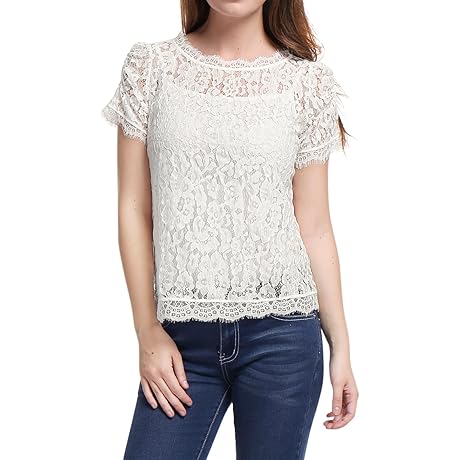 Women's Enchanting Lace Top: Adorned with Delicate Scalloped Trim