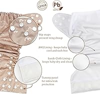 Vista 5 de Mama Koala Pañales de tela para bebé 2.0 con forro AWJ y panel de abdomen, pañales de bolsillo lavables y reutilizables, paquete de 6 con 6 rellenos