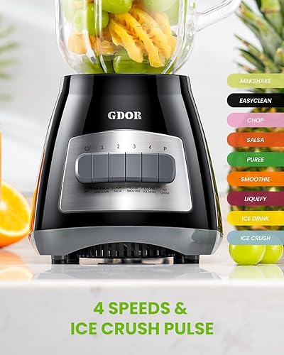 Miniatura 4 de GDOR Licuadoras para cocina, batidora de batido de tarro de vidrio de 52 onzas, combinación de licuadora y molinillo de encimera, 9 funciones para