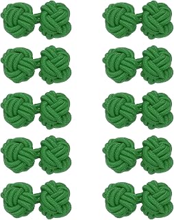 5 pares de gemelos de nudo de seda, gemelos de tela elástica, accesorios de vestido, gemelos para hombres/mujeres, camisas, abrigos, color verde