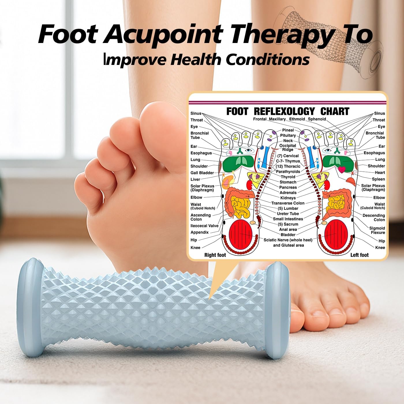 Foot Roller Foot Massager with Trigger Points Relieve Plantar Fasciitis for People Stand or Walk Often, Foot Pain Plantar Pain Relief Birthday Gift for Mom Dad and TeachersBlue