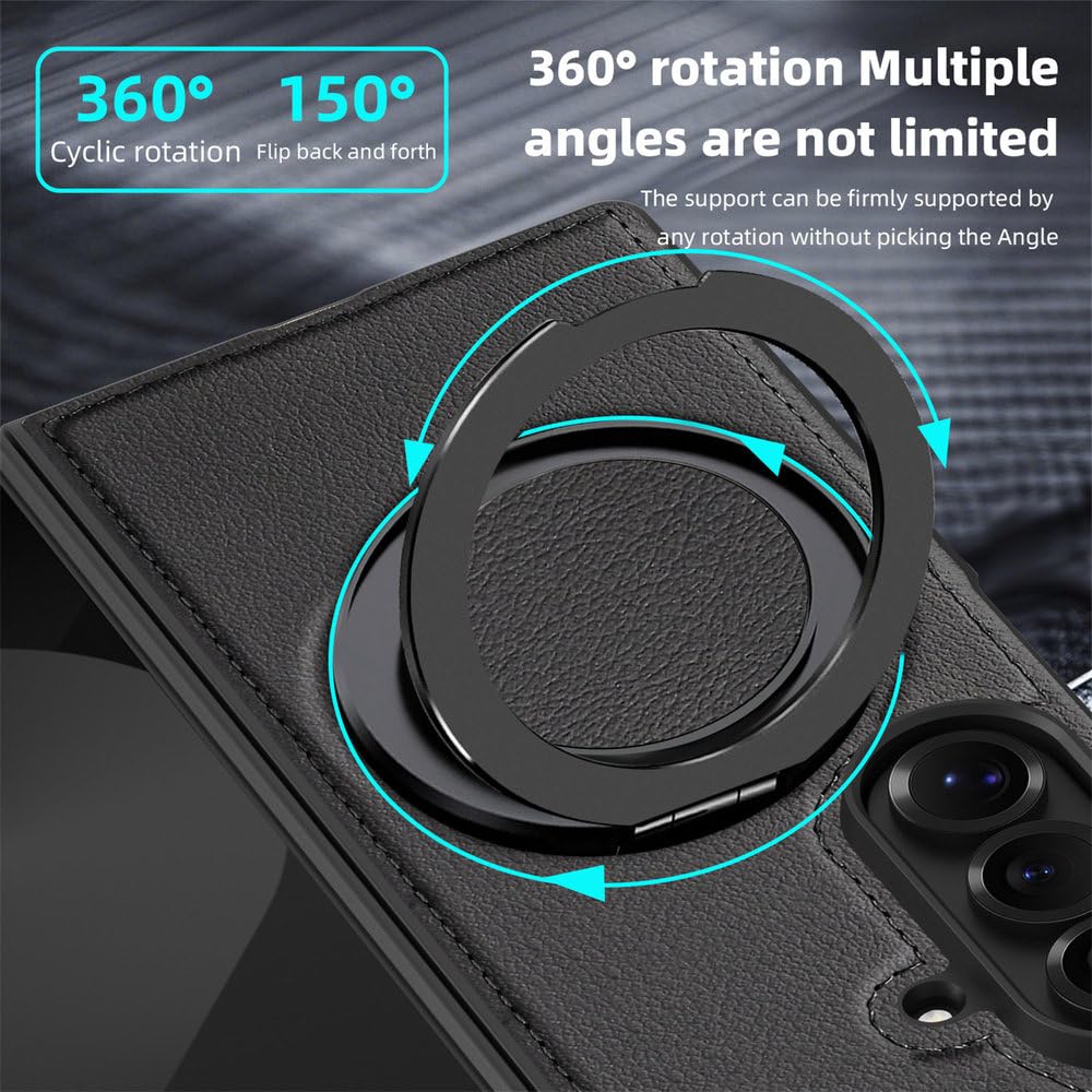 Custodia con supporto magnetico girevole a 360° in metallo per Samsung Galaxy Z Fold 8 Ultra 7 6 5 Z Flip 8 7 6 5, cover antiurto in pelle, grigia, per Samsung Galaxy Z Flip 8