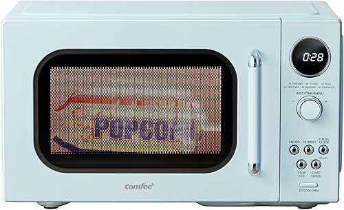 COMFEE Horno de microondas retro, microondas pequeño con 6 menús automáticos, microondas compacto de encimera de 0.9 pies cúbicos con cocción