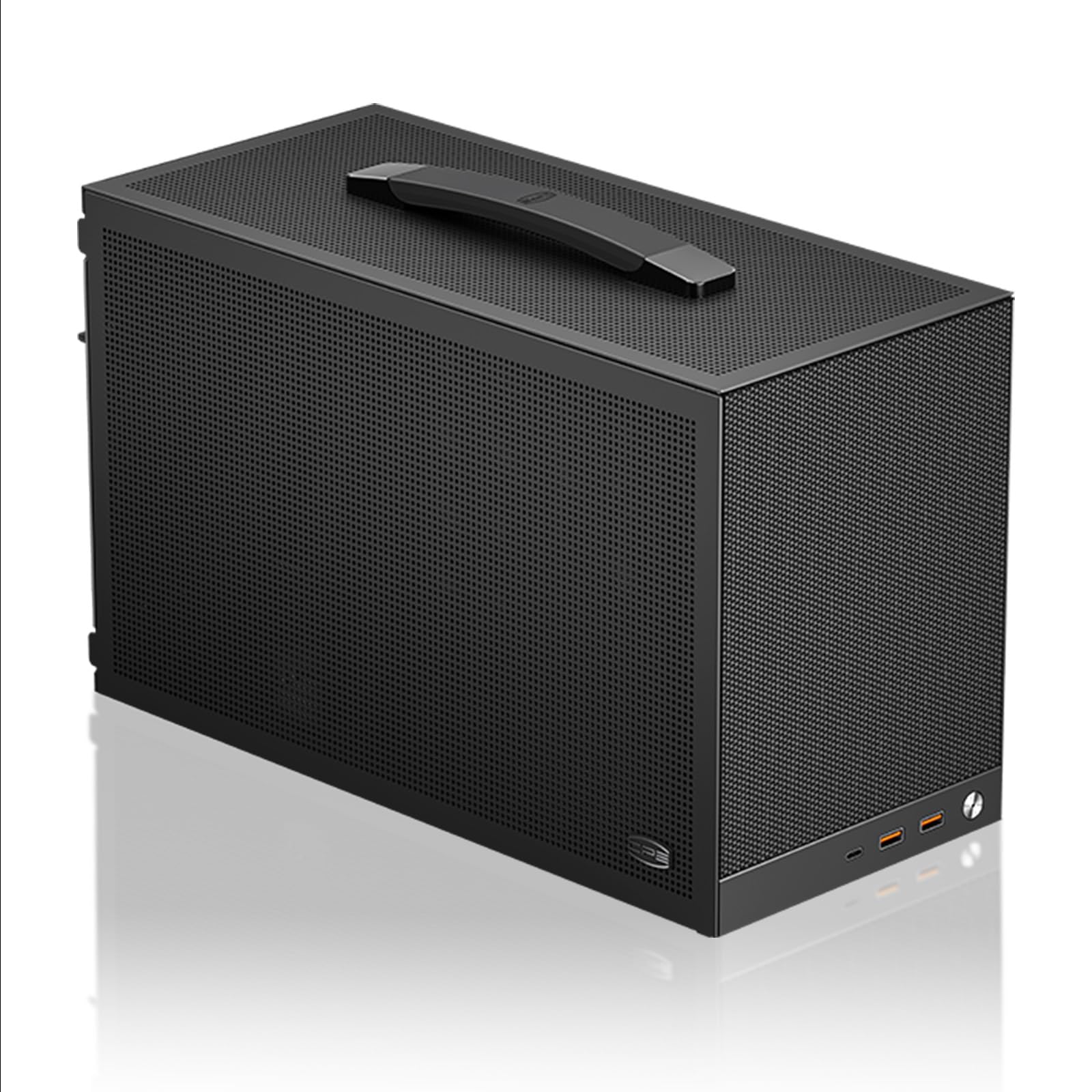 PCCOOLER K101 Mesh 3F GY Mini-ITX avec Riser PCIe 4.0, Panneau Mesh, Support GPU 340mm, SFX PSU， CPU 68mm, Double USB 3.0 & Type-C, 3 Ventilateurs 120mm Inclus, poignée - 1