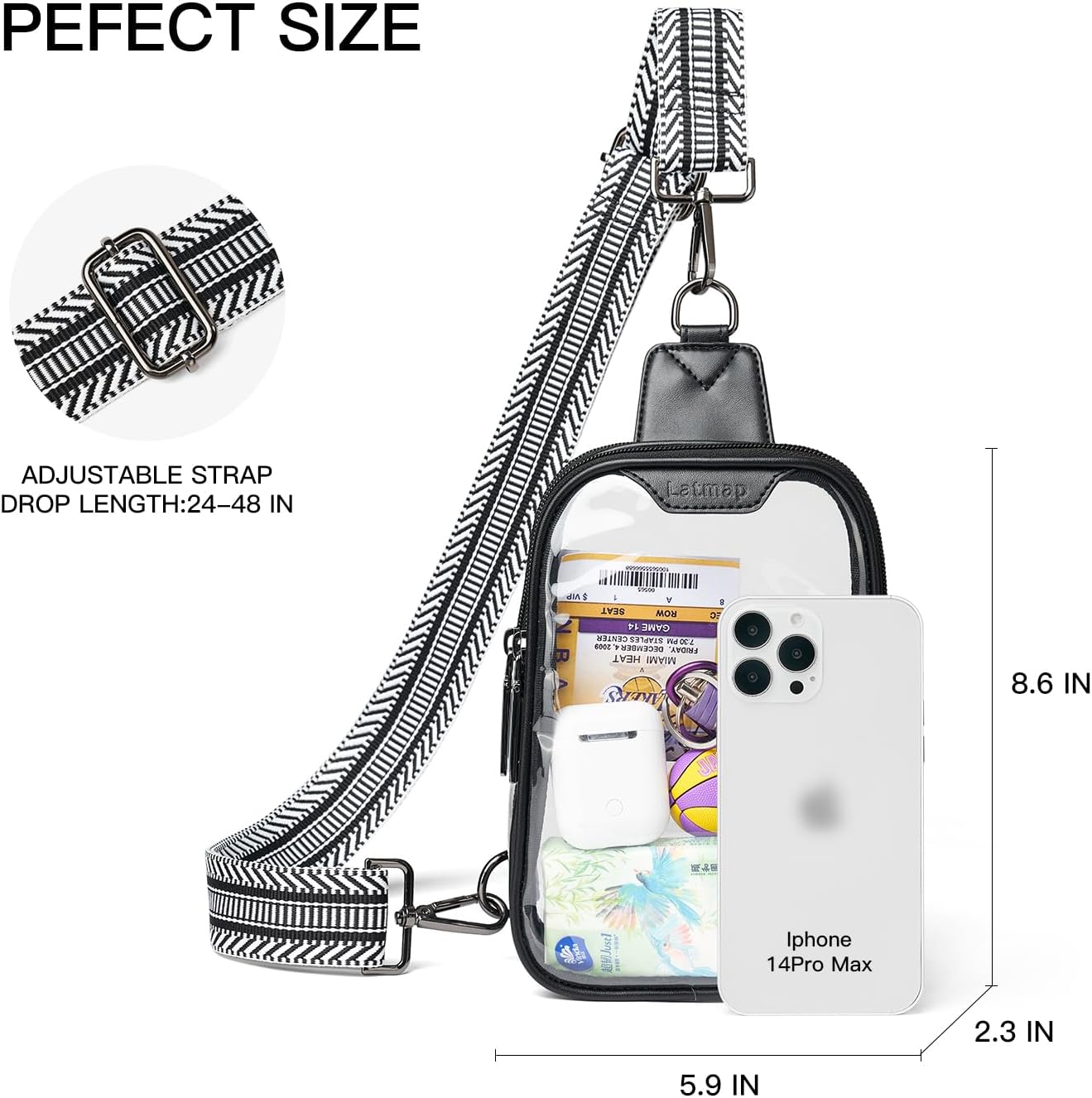 DOUBLE ZIP Clear bags Stadium Approved Crossbody Sling Bag Fanny Pack Purses for Women Men Belt bag for Stadium Events - Image 3