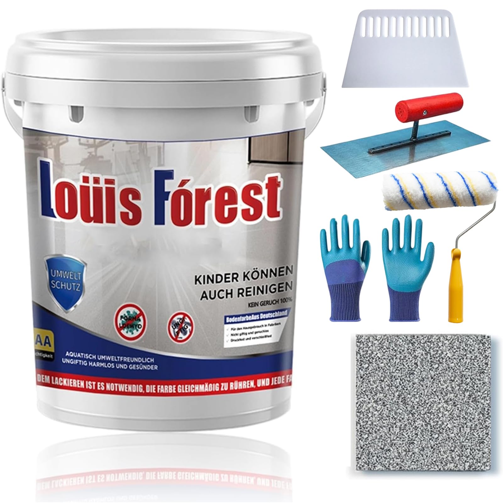 Nuotuv Dark Gray Epoxy Colored Sand Floor Paint, 2025 Upgrade Louis Forest Epoxy Floor Paint, 0.5/1Kg High Gloss Marble Effect Garage Self-Leveling Coating, Waterproof And Non-Slip (,0.5Kg)