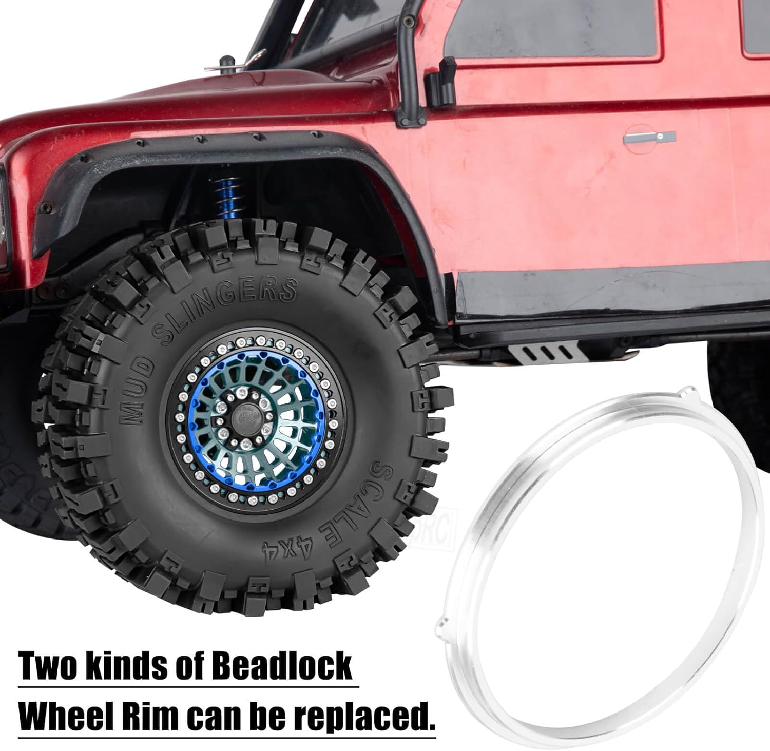 2.2 RC Wheels and Tires for 1/10 SCX10 90046 AXI03007 TRX4 TRX6 VS4-10 Gen7 Gen8 MST CFX D90.Aluminium RC Truck Tires Highway Tires 2.2" RC Wheels 2.2 Beadlock Wheel Rim RC Tires,Titanium