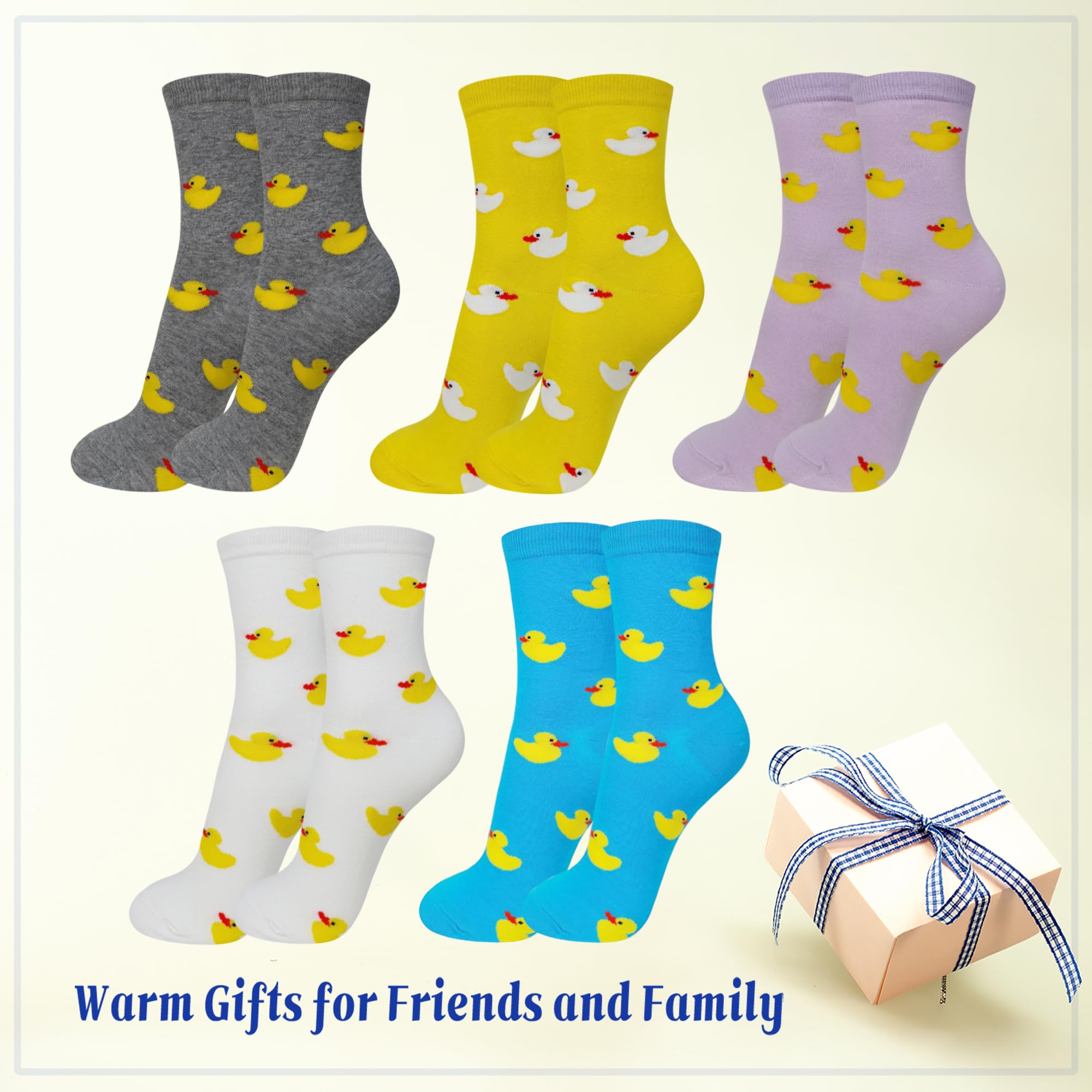 KONY Paquete de 5 calcetines de algodón para mujer, diseño de gato, perro, pato, novedoso, divertido, calcetines de regalo, talla 6-9