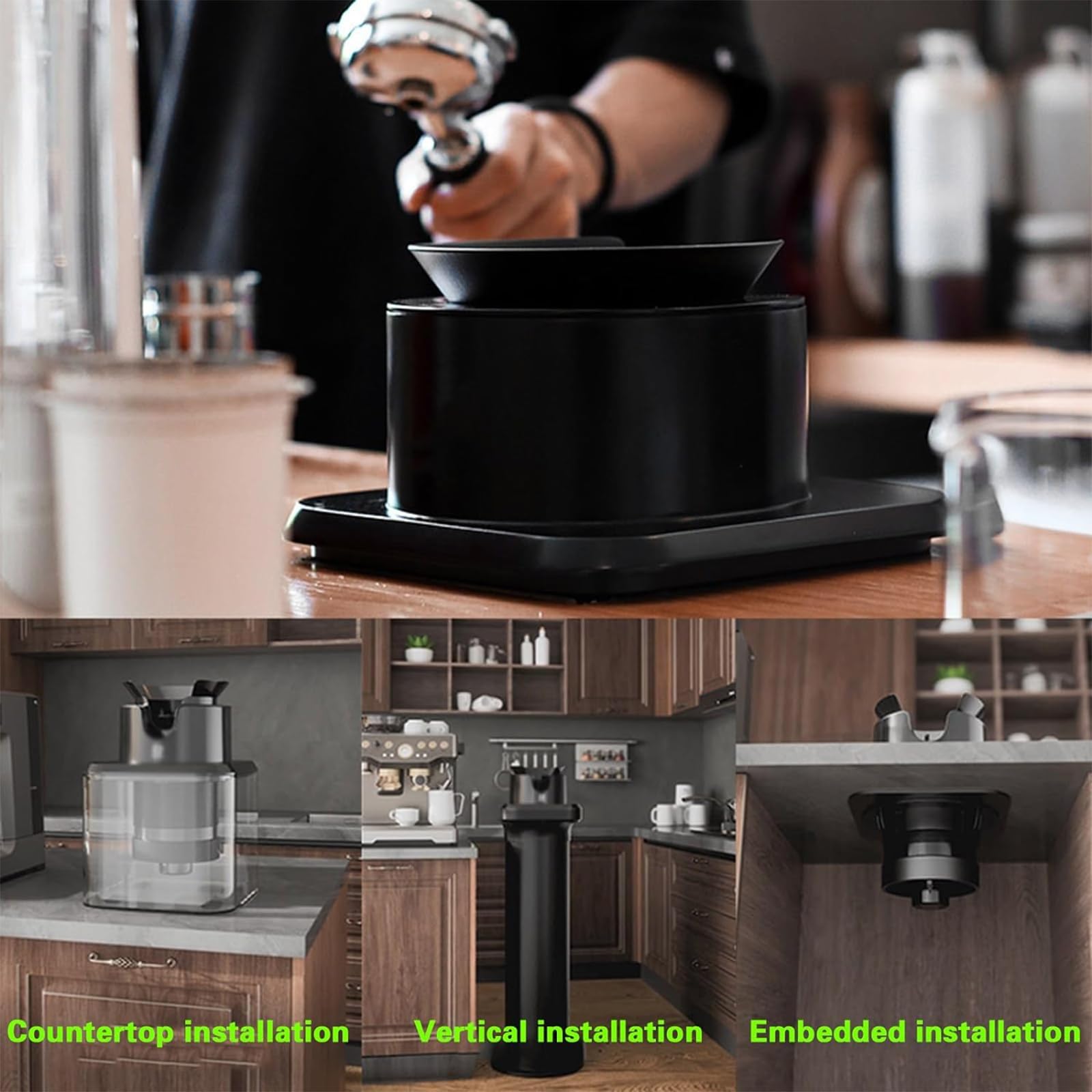 Limpiador eléctrico de portafiltros de café, máquina de limpieza automática con 3 cabezales de cepillo, limpieza rápida 3S, tasa de limpieza del 99% para uso doméstico y cafetería