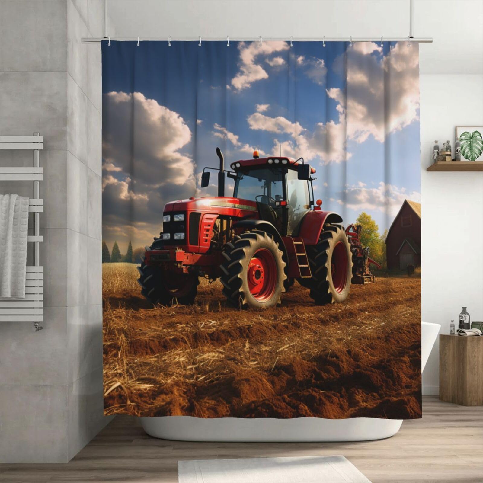 Rideau de douche tracteur 180x180 cm imperméable avec crochets
