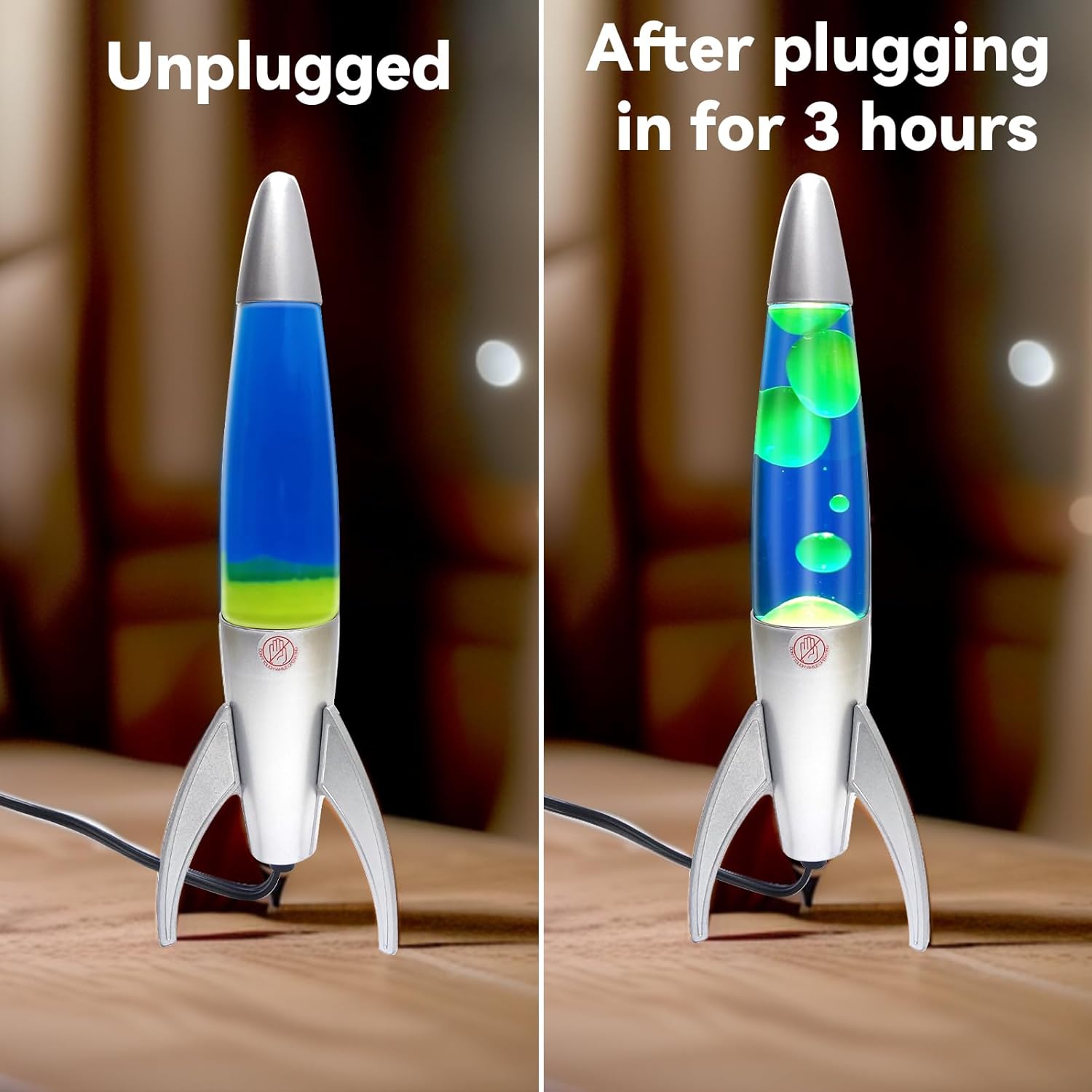 Original Liquid Lamp with Blue and Yellow Wax, 14.5 Inch Motion Cool Night Light Home Bedroom Office Decoration for Adults