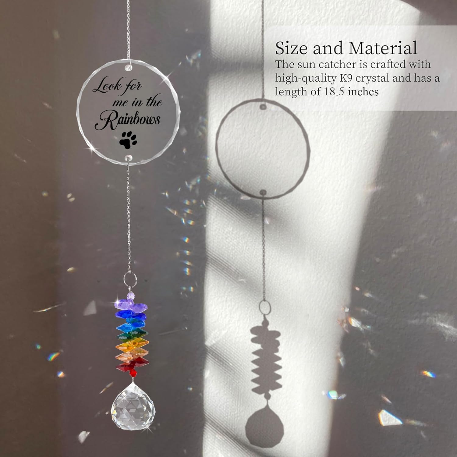 Pet Memorial Suncatcher Look for me in The Rainbows - Dog Memorial Gifts - Pet Loss - Thoughtful Dogs and Cats Remembrance - Pet Sympathy - Crystal Bereavement Gift - Image 4