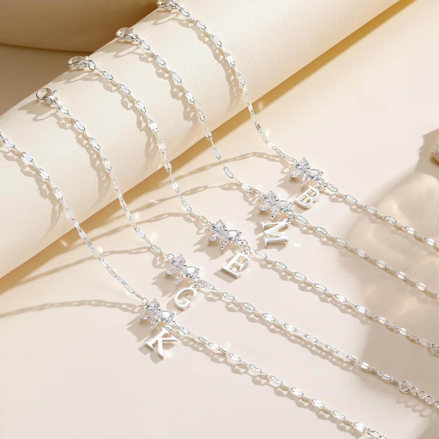 Ritach Valentine Day Gifts 925 Sterling Silver Initial Bracelet for Women Dainty Minimalist Bow Butterfly Bracelet Cute Adjustable Waterproof Jewelry for Women - Image 5