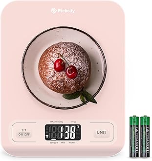 Etekcity Food Kitchen Scale, Digital Grams and Ounces for Weight Loss, Baking, Cooking, Keto and Meal Prep, LCD Display, Medium, Pink