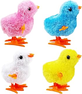 4PCS Chick Plush Wind Up Toys, Novelty Baby Chick Toys - Wind Up Easter for Kids and Toddlers 1-3, Chicken for Easter Basket Stuffers, Party Favors - Animals Plush Clockwork
