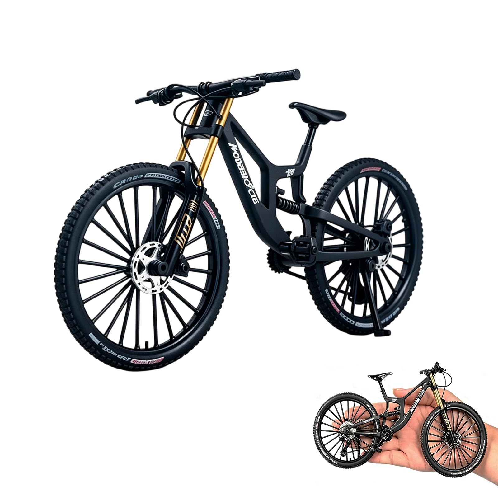 XZSKD Finger Mountain Bike 1:8 Scale, Mini Toy Bike，1:8 Scale Black Diecast Model, Desktop Decoration for Bike Enthusiasts, Collectors, and Kids Aged 3-12