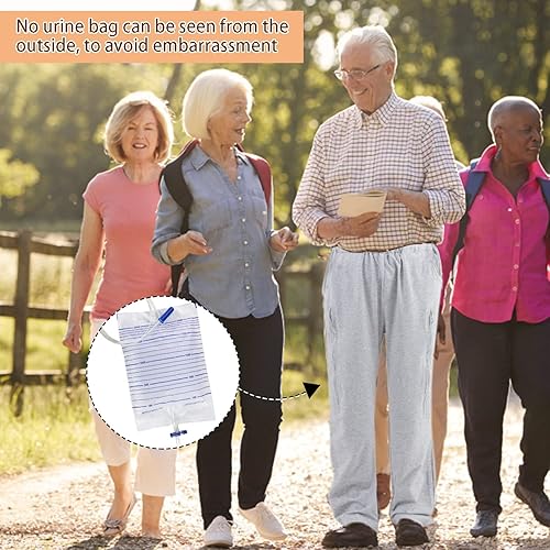 Miniatura 12 de Pantalones de bolsa de pierna de catéter, soporte para pantalones de orina para hombres/mujeres, bolsa de catéter para pantalones (2) bolsas