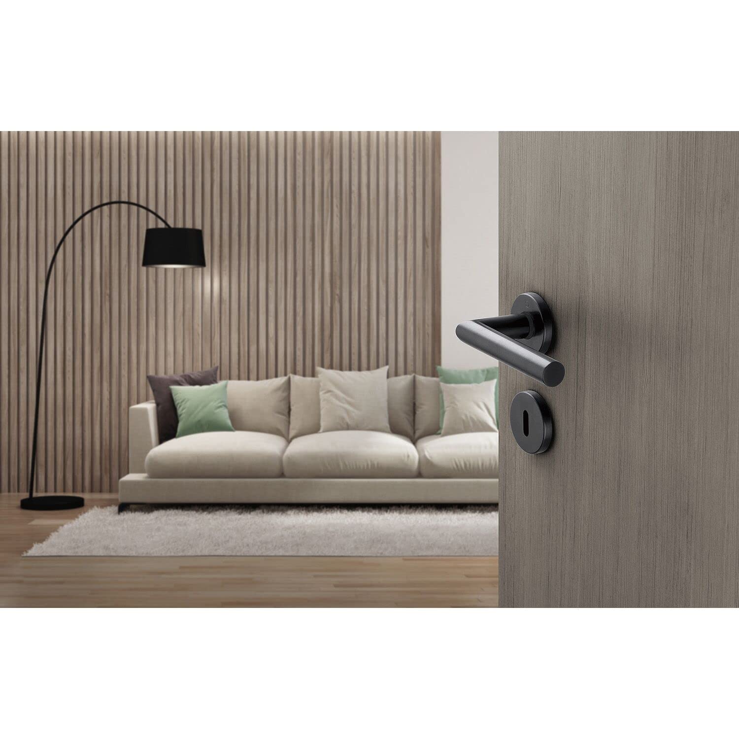 HOPPE Amsterdam 12033212 Poignée de porte sur rosace BB en acier inoxydable Noir mat