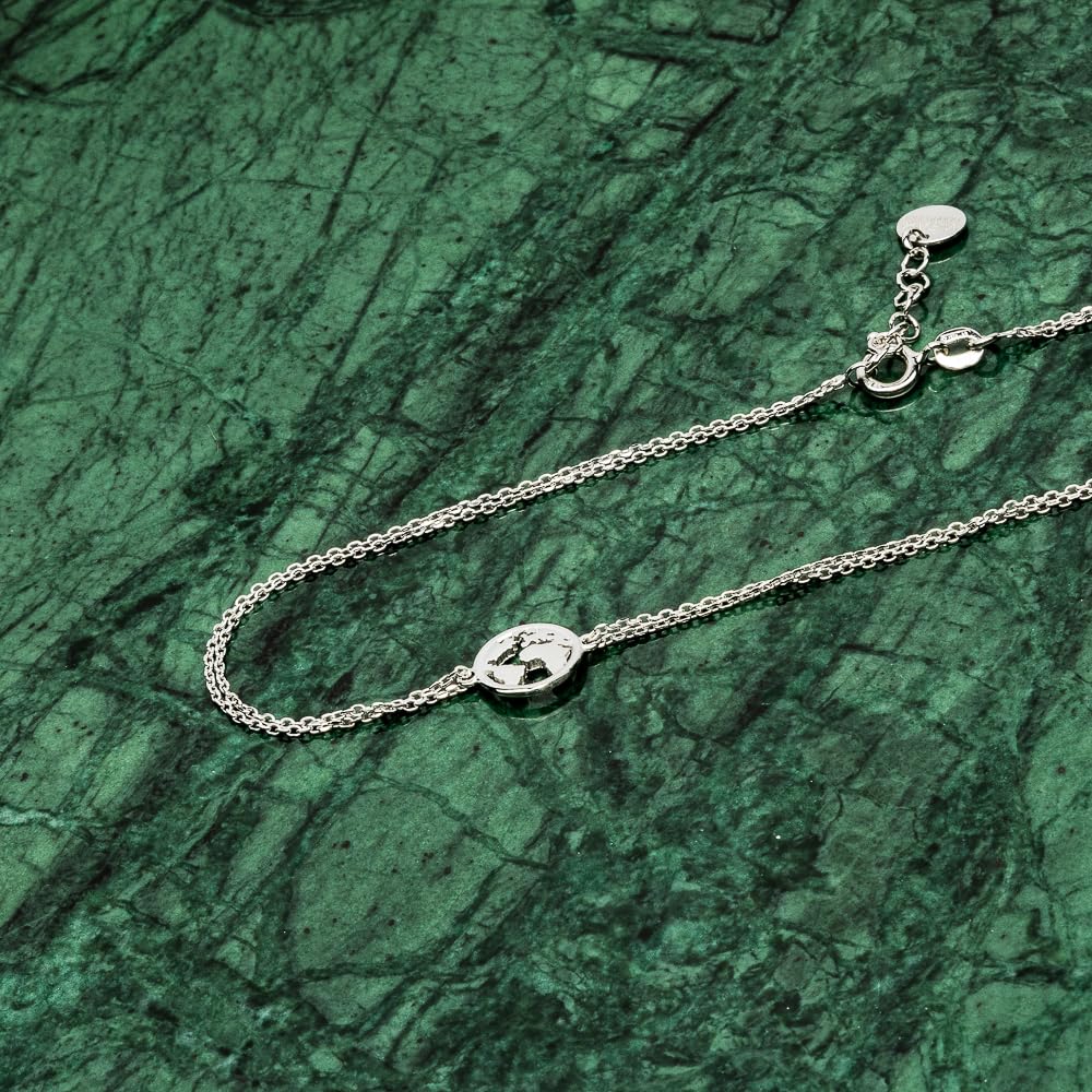 WearTravelers 925 Sterling Silber Fußkettchen mit Weltkarten-Anhänger - Verstellbar und leicht - Damen Fußkettchen - Made in Italy - Geschenk für Reisefreudige - Modell Teneriffa
