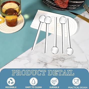 6PCS Pipe Oil Burner Male Glass Tubes,Borosilicate Drinking Straws,Glasses Straws with Ball-Shaped,Clear Thick & Heat Resistant Oils Pipe,Portable Clear Oils Pipes for Travel and Relaxation