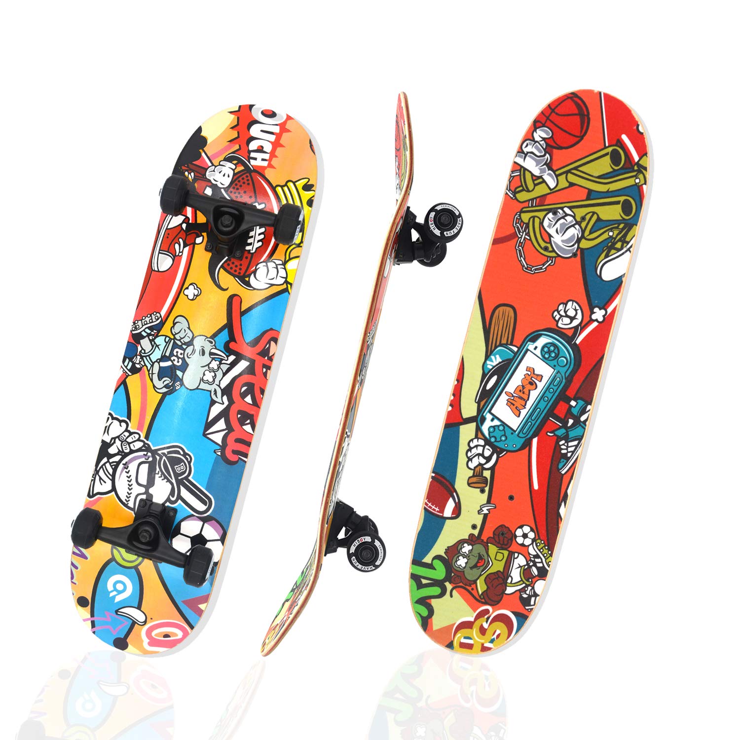 Hiboy Alpha Skateboard, Complete Skateboard 31'' x 8'', ABEC-11 Bearing, 95A High Rebound PU Cushion