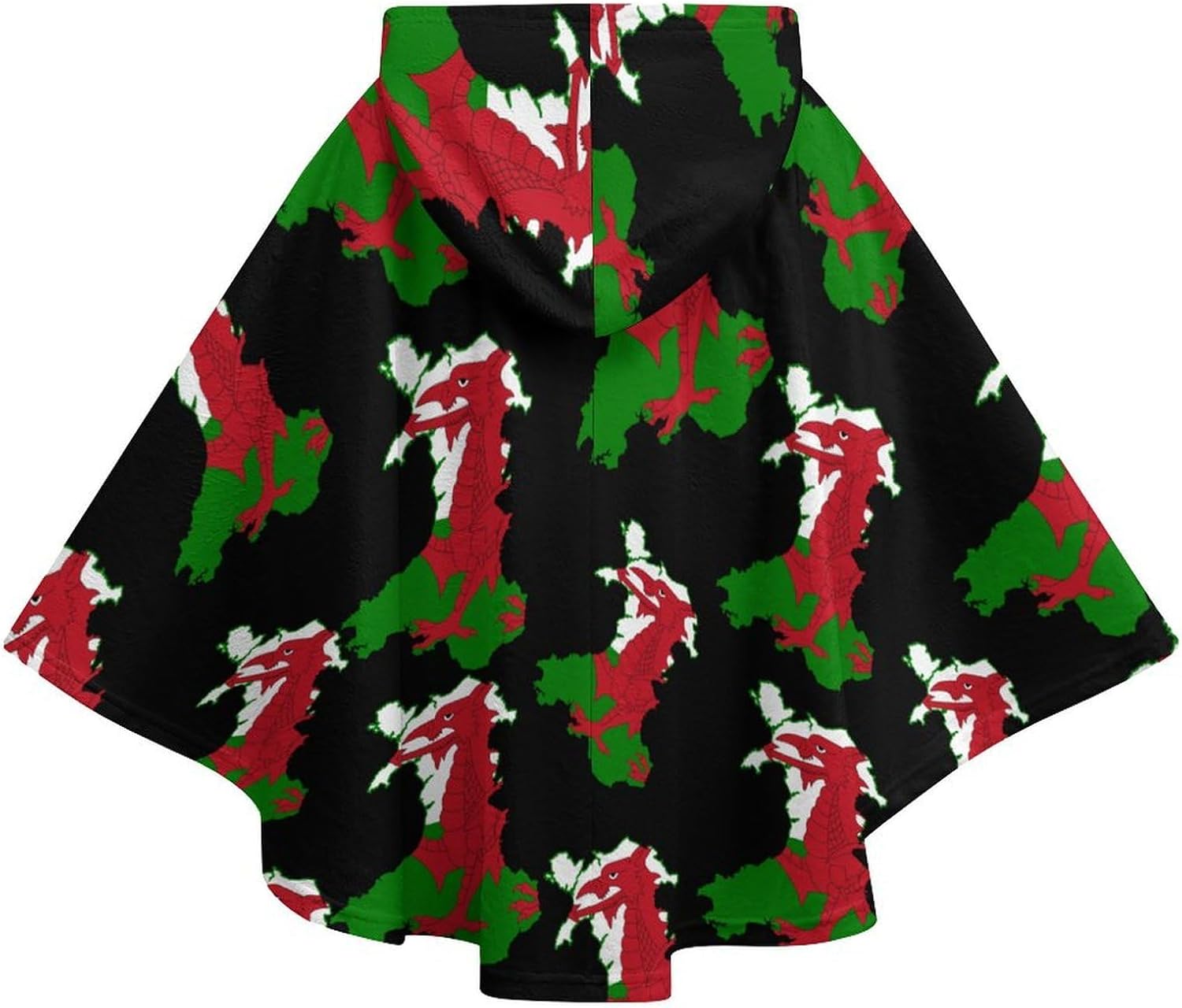 Welsh Flag Map Wearable Blanket with Hooded Flannel Blankets Cape with Pocket