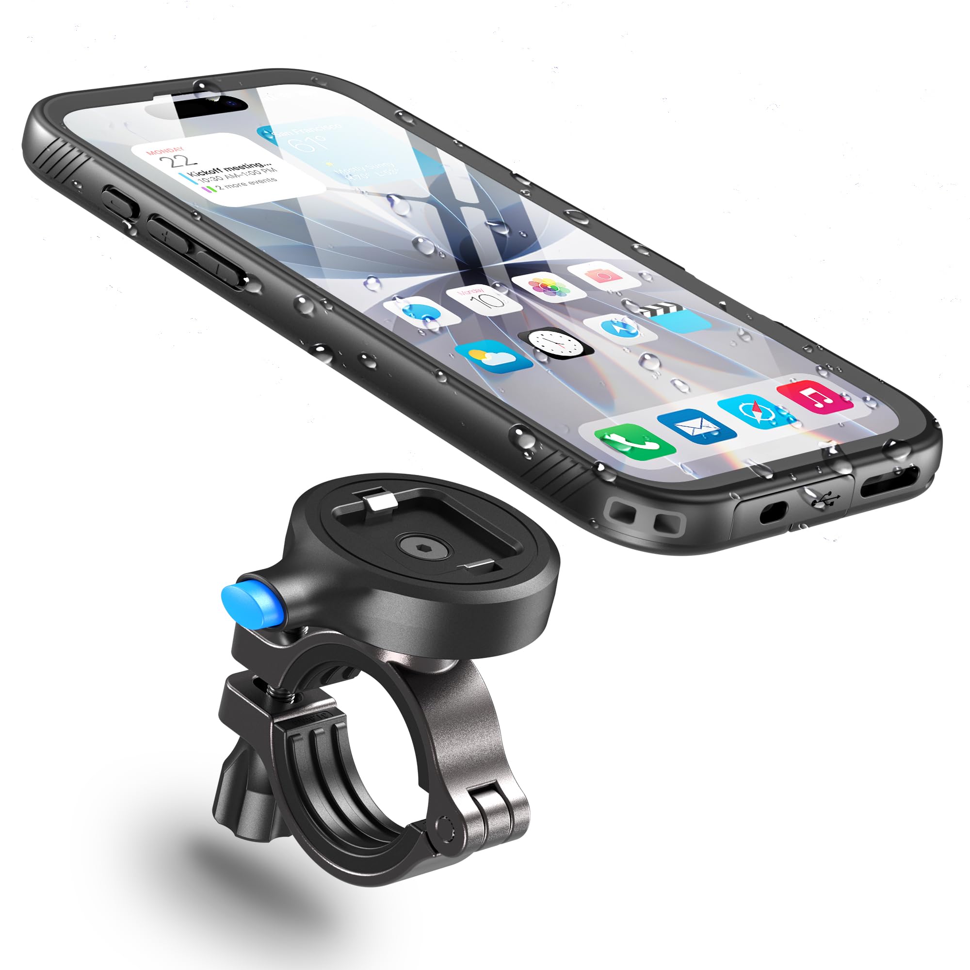 Cozycase Supporto Telefono Bici Moto Per iPhone 17 Impermeabile - Metallo/Alluminio Porta Cellulare Navigatore Manubrio Mtb Bicicletta Monopattino Elettrico Scooter Mountain Bike Waterproof