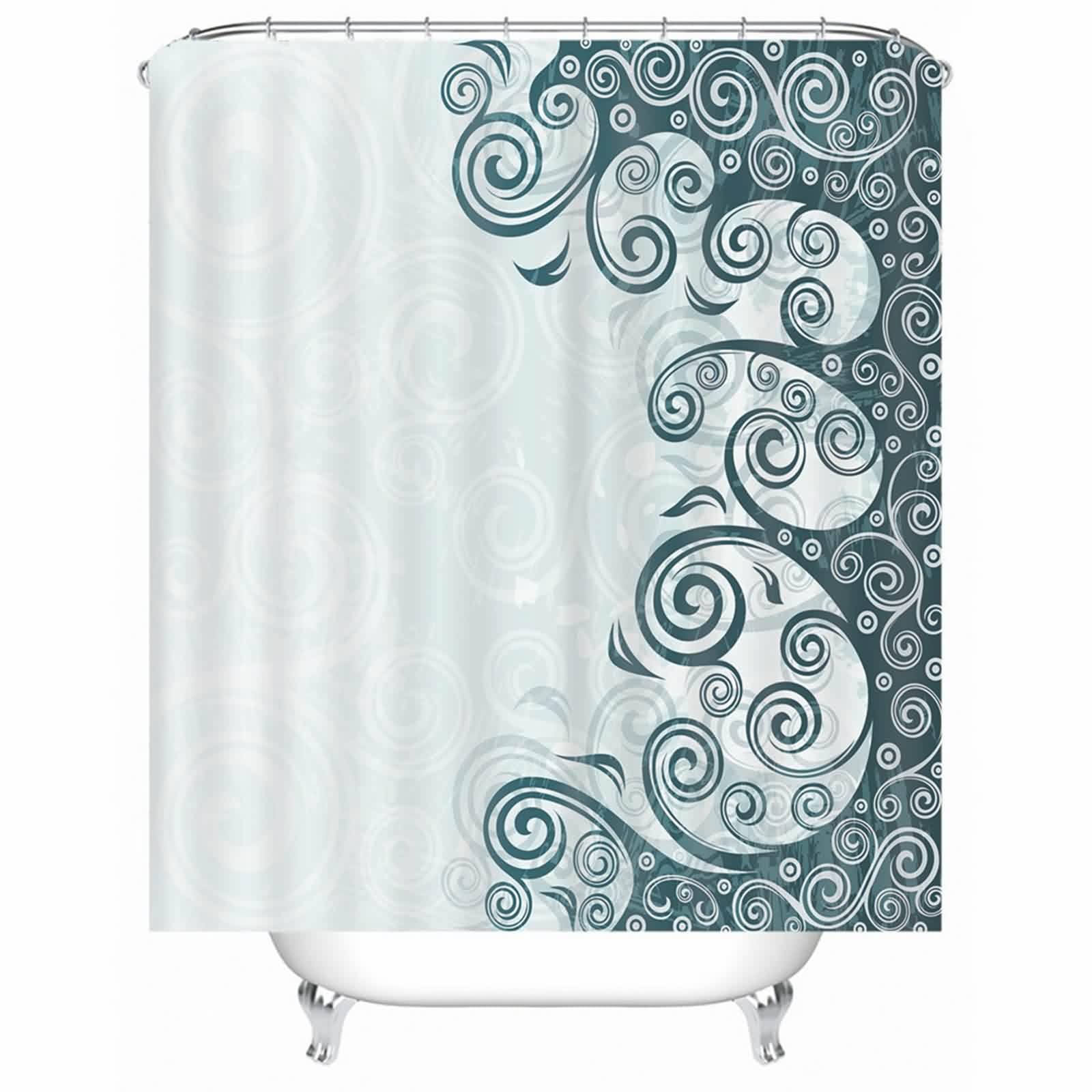Rideau douche vacances au motif vintage gris chic, idéal famille