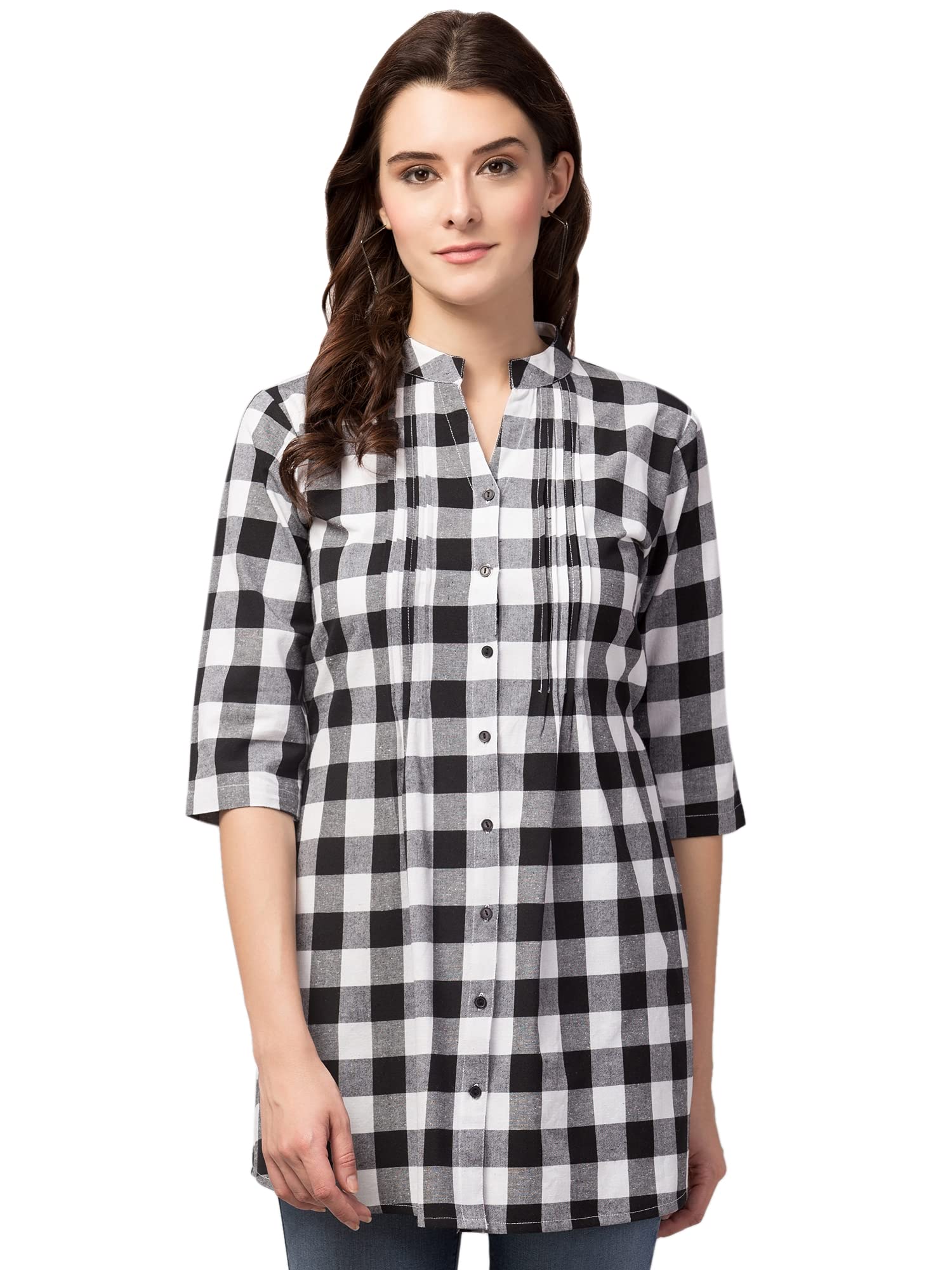 hive91 Grey Checkered Tunic for Women Made of Cotton-picture-35