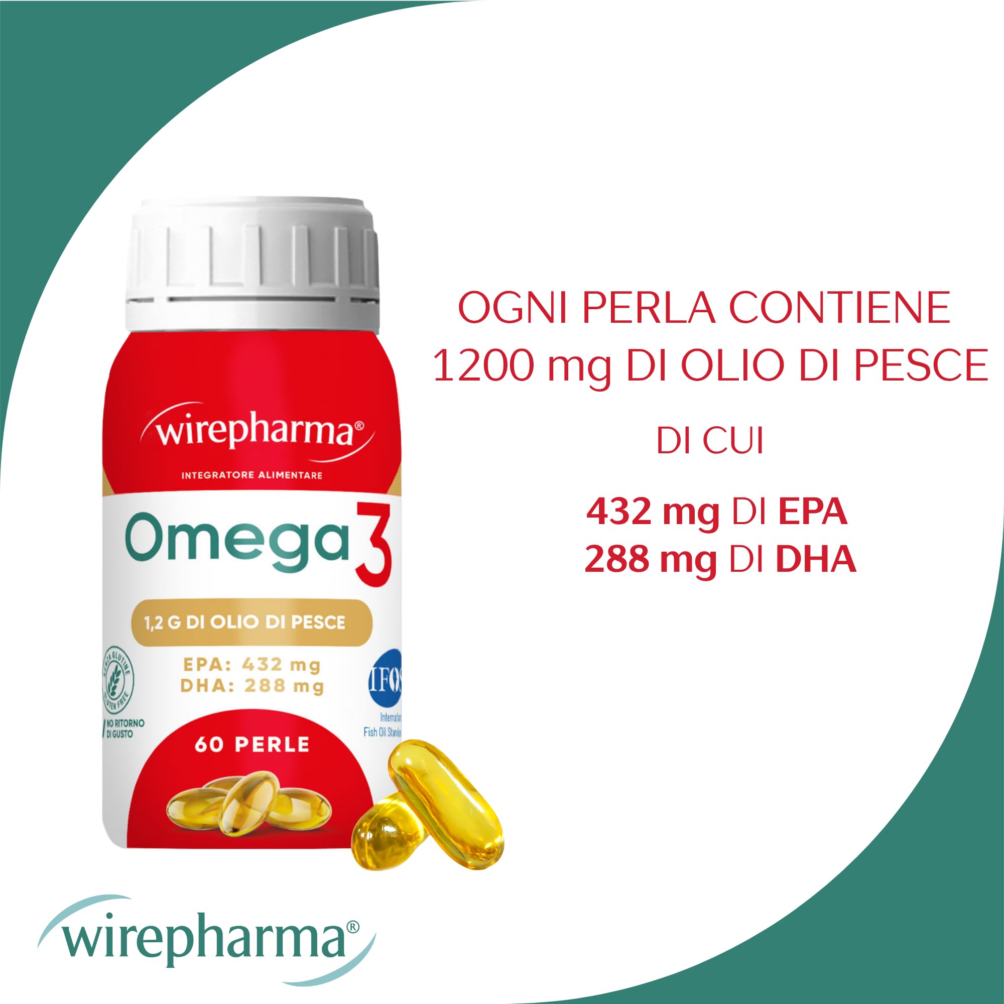 Omega 3 Integratore Alimentare - 432 mg EPA e 288 mg DHA per Perla da Olio di Pesce - Perle Senza Ritorno di Gusto - Supporto Cardiovascolare e Cerebrale (240)