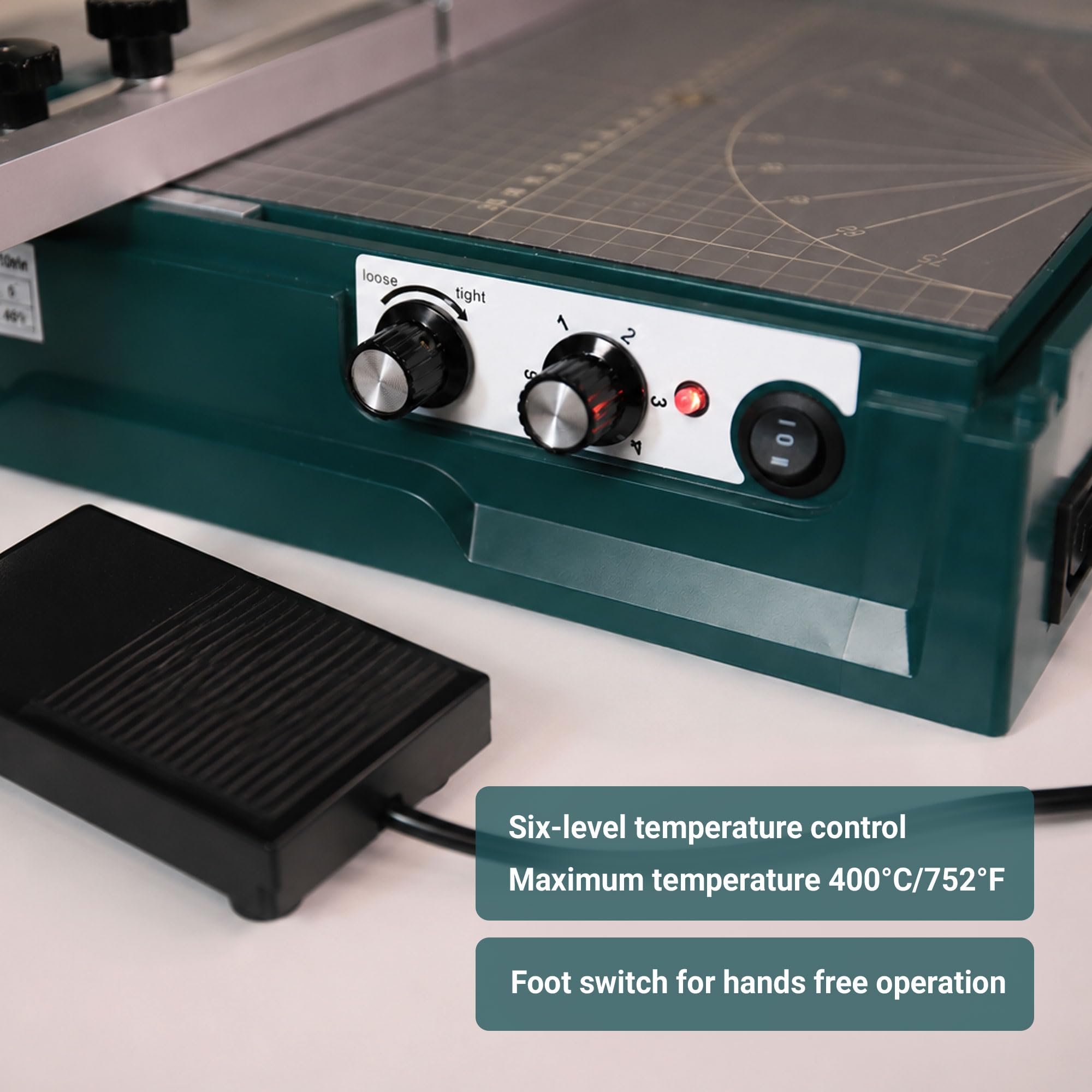 WINONS Styroporschneider Heißdrahtschneider WFC0015S, Styroporschneider mit Fußschalter, 6-Stufen Temperaturregelung 400°C, Aufgedrucktes Raster & Winkelmesser für EPS EPE EVA XPS EPP